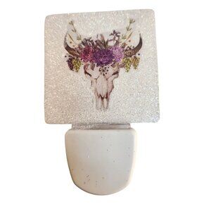 Decorative Skull & Floral Night Light Plug-In With Glitter Finish